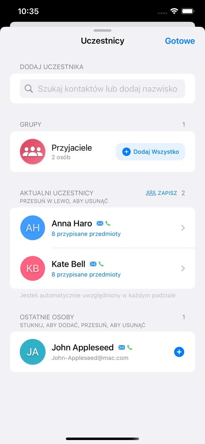 Zarządzanie uczestnikami z grupami i integracją z kontaktami